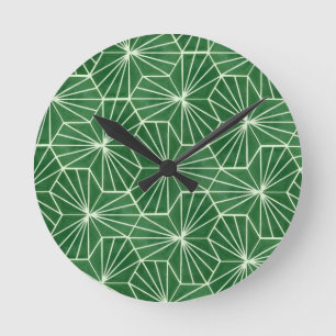 Horloge Ronde Motif géométrique Art déco moderne Lime Green