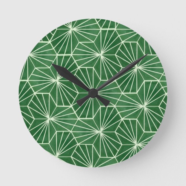 Horloge Ronde Motif géométrique Art déco moderne Lime Green (Recto)