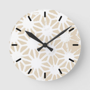 Horloge Ronde Motif géométrique beige
