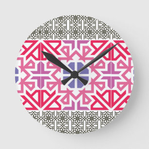 Horloge Ronde Motif géométrique bohème coloré moderne