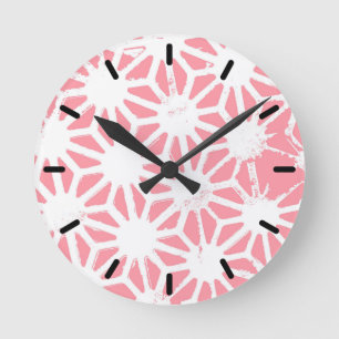 Horloge Ronde Motif géométrique corail