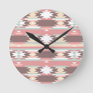 Horloge Ronde Motif géométrique dans le style aztèque 2