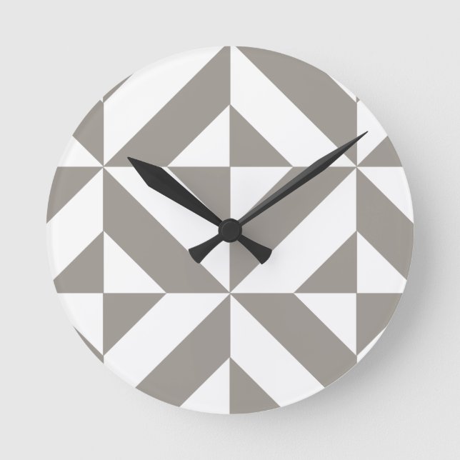 Horloge Ronde Motif géométrique de cube en Deco de gris argenté (Recto)