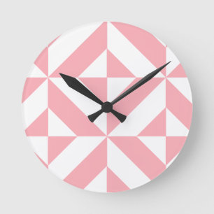 Horloge Ronde Motif géométrique de cube en Deco de melon rose
