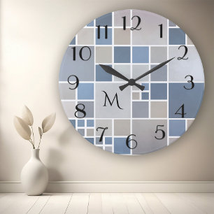 Horloge Ronde Motif géométrique de plage moderne Monogramme Horl
