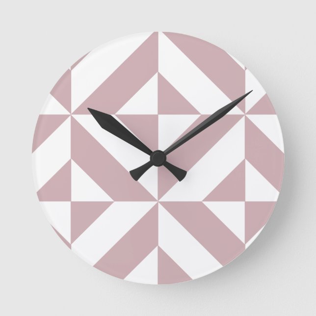 Horloge Ronde Motif géométrique déco cube mauve moyen (Recto)