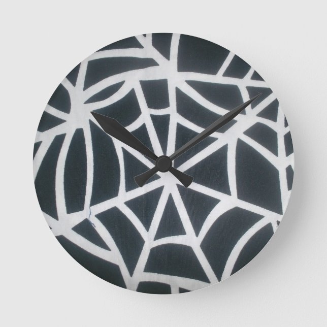 Horloge Ronde Motif géométrique Gras noir et blanc Spider Web (Recto)