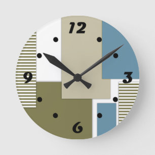 Horloge Ronde Motif géométrique gris olive