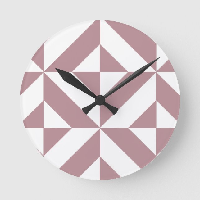 Horloge Ronde Motif géométrique mauve foncé de cube en Deco (Recto)
