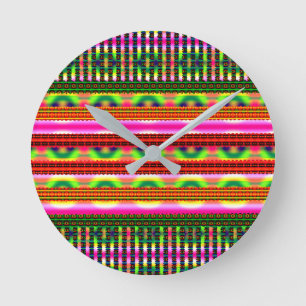 Horloge Ronde Motif géométrique pastel vintage 