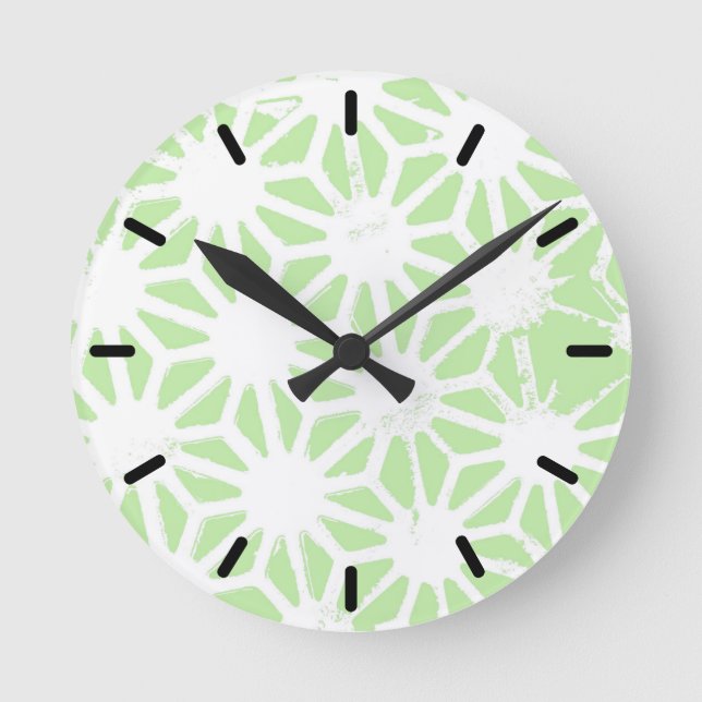 Horloge Ronde Motif géométrique vert pomme (Recto)