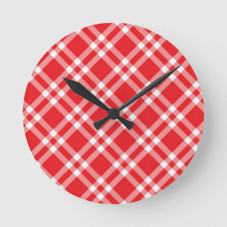 Horloge Ronde Motif Gingham Rouge