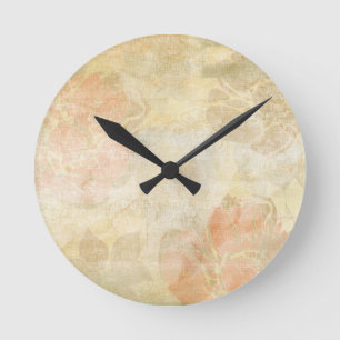 Horloge Ronde motif grunge floral d'arrière - plan d'art