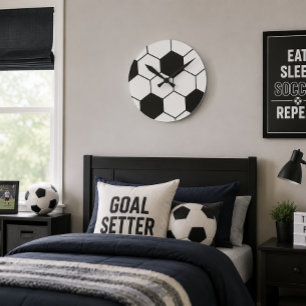 Horloge Ronde Motif inspiré d'un ballon de football impression g