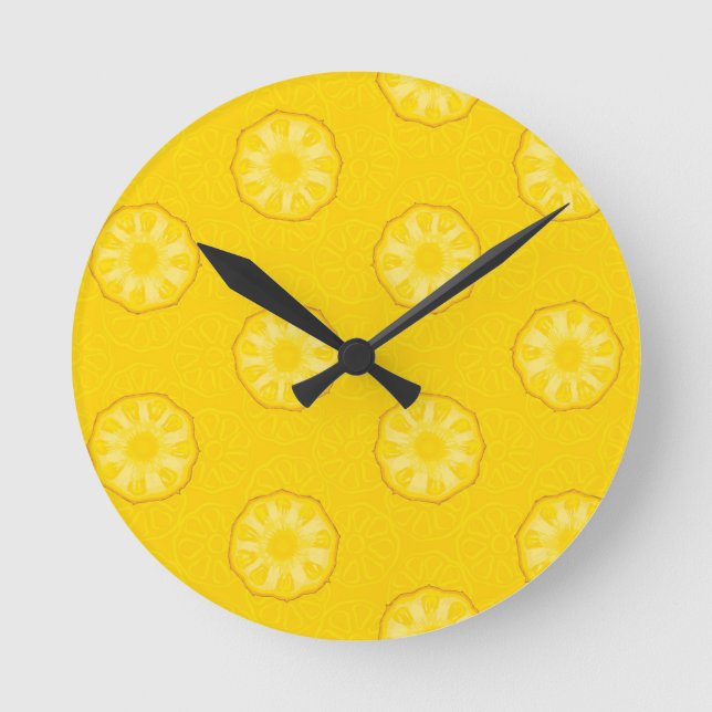 Horloge Ronde Motif jaune de tranches d'ananas (Recto)