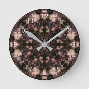 Horloge Ronde motif kaléidoscope Brown