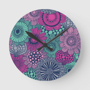 Horloge Ronde Motif lumineux élégant des fleurs magnifiques