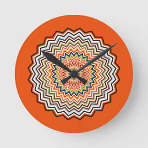 Horloge Ronde Motif Mandala Zigzag