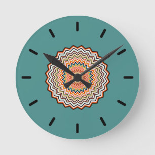 Horloge Ronde Motif Mandala Zigzag