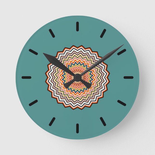 Horloge Ronde Motif Mandala Zigzag (Recto)