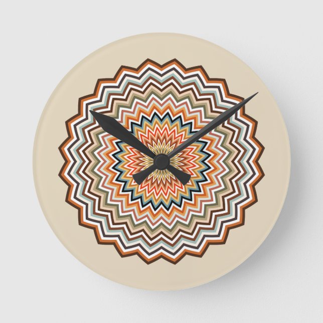 Horloge Ronde Motif Mandala Zigzag (Recto)