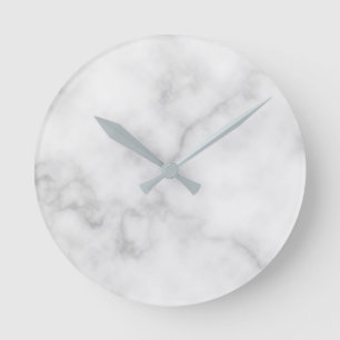 Horloge Ronde Motif Marbre blanc élégant