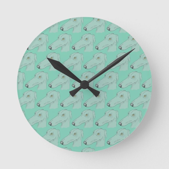 Horloge Ronde Motif mignon de lévrier (Recto)