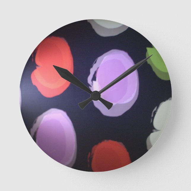 Horloge Ronde Motif moderne coloré Polka Point Art Imprimer (Recto)