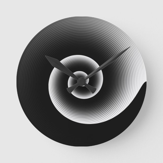 Horloge Ronde Motif moderne noir et blanc élégant (Recto)