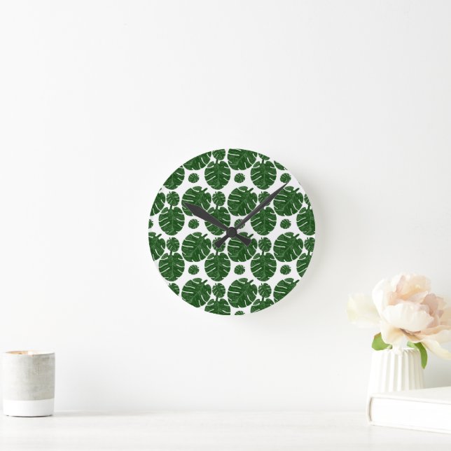 Horloge Ronde Motif Monstera  (Maison)