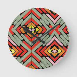 Horloge Ronde Motif multicolore du Sud-Ouest
