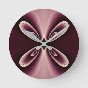 Horloge Ronde Motif numérique Pétal Floral Rouge Bourgogne