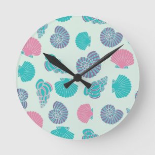 Horloge Ronde Motif Pastel Seashell 1