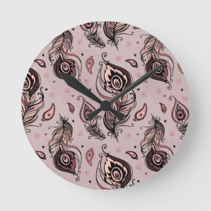 Horloge Ronde Motif Peacock