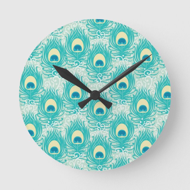 Horloge Ronde Motif Peacock plumes (Recto)