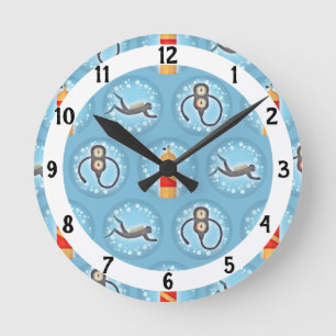 Horloge Ronde Motif plongée sous-marine - Cute Scuba Thème