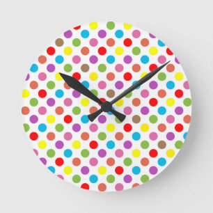 Horloge Ronde Motif pois arc-en-ciel coloré