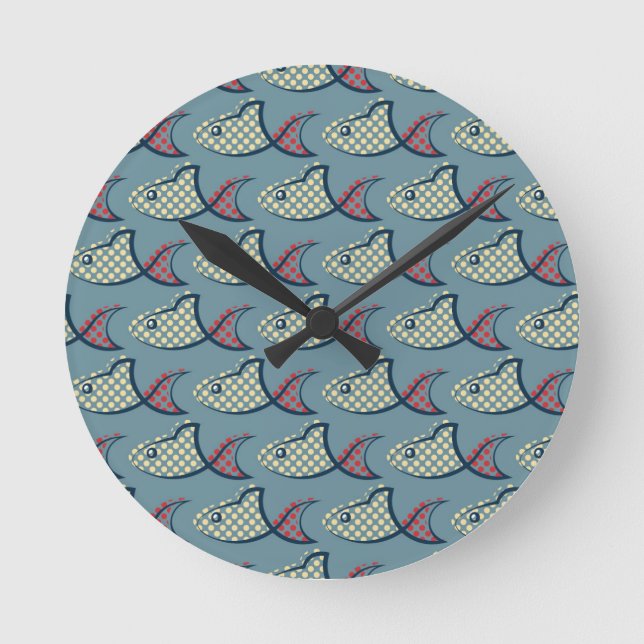 Horloge Ronde Motif Poisson Pointe Polka (Recto)