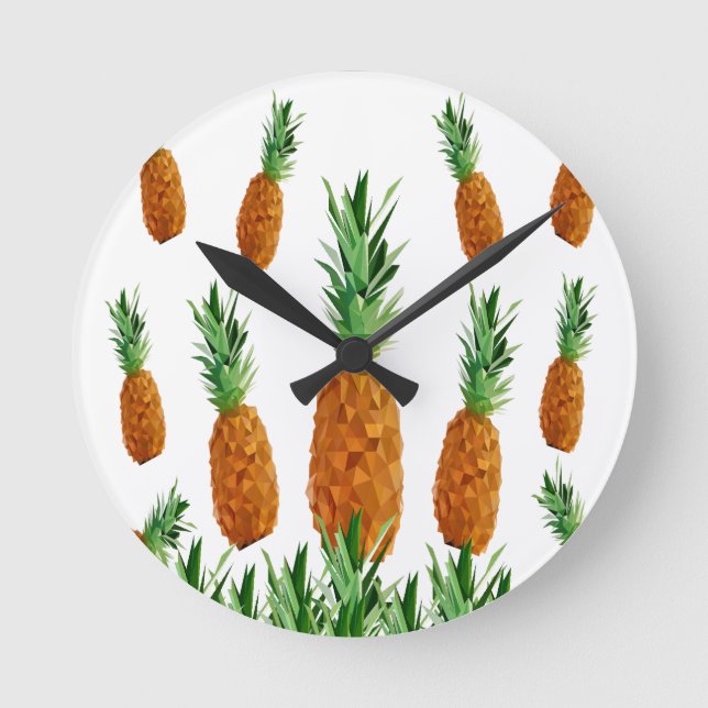 Horloge Ronde motif polygonal d'impression d'ananas (Recto)