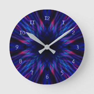 Horloge Ronde Motif pourpre et bleu