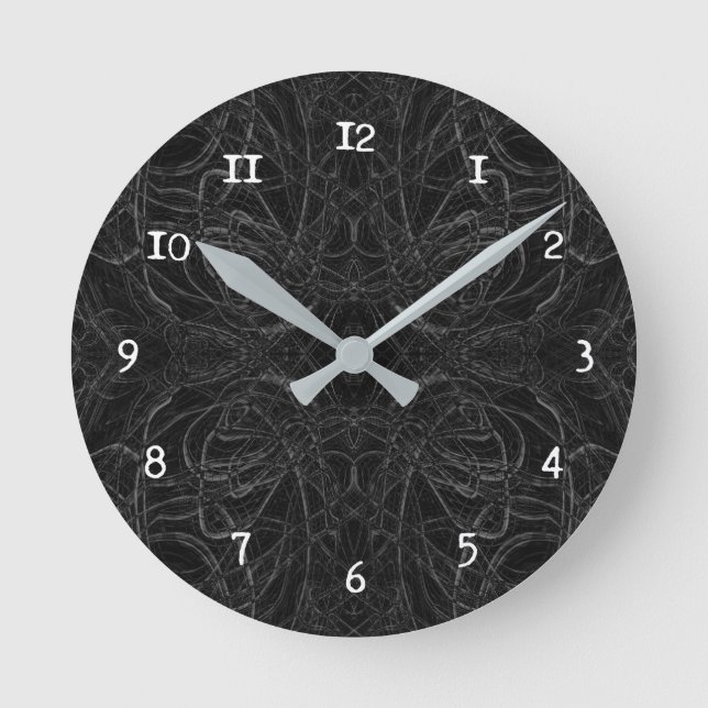 Horloge Ronde Motif psychédélique noir (Recto)