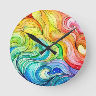 Horloge Ronde Motif Rainbow Swirl