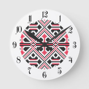 Horloge Ronde Motif rétro à point rouge et noir