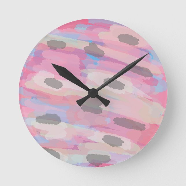 Horloge Ronde Motif rose Abstrait Camo (Recto)