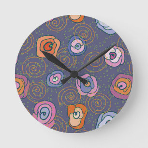 Horloge Ronde Motif rose de champ de résumé