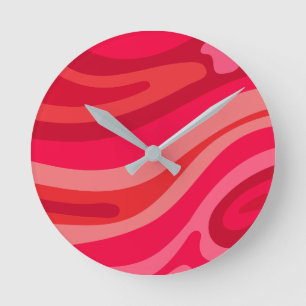 Horloge Ronde Motif Rose Rouge Artistique