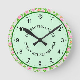 Horloge Ronde Motif Roses Roses Fleurs-23670