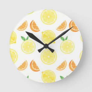 Horloge Ronde Motif sans couture de tranches de citrus frais