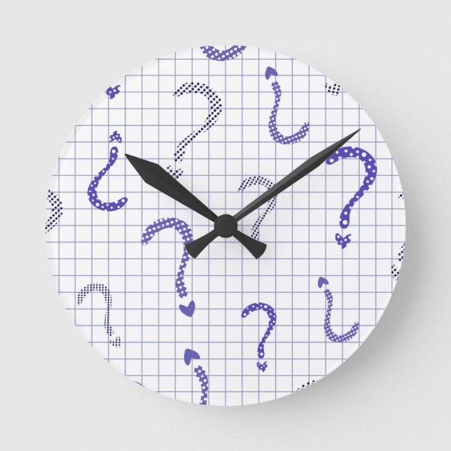 Horloge Ronde Motif sans fin point d'interrogation bleu (Recto)