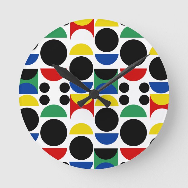Horloge Ronde Motif scandinave du Bauhaus du milieu du siècle (Recto)
